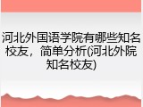 河北外国语学院有哪些知名校友，简单分析(河北外院知名校友)
