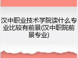 汉中职业技术学院读什么专业比较有前景(汉中职院前景专业)