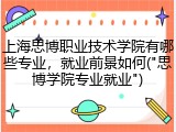 上海思博职业技术学院有哪些专业，就业前景如何("思博学院专业就业")