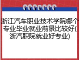 浙江汽车职业技术学院哪个专业毕业就业前景比较好(浙汽职院就业好专业)