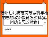 沧州幼儿师范高等专科学校的思想政治教育怎么样(沧州幼专思政教育)