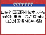 山东外国语职业技术大学mba如何申请，是否有mba(山东外国语MBA申请)