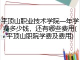 平顶山职业技术学院一年学费多少钱，还有哪些费用(平顶山职院学费及费用)