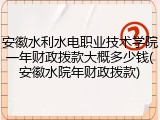安徽水利水电职业技术学院一年财政拨款大概多少钱(安徽水院年财政拨款)