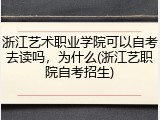 浙江艺术职业学院可以自考去读吗，为什么(浙江艺职院自考招生)