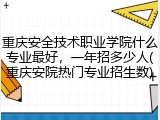 重庆安全技术职业学院什么专业最好，一年招多少人(重庆安院热门专业招生数)