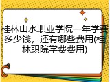 桂林山水职业学院一年学费多少钱，还有哪些费用(桂林职院学费费用)