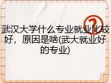 武汉大学什么专业就业比较好，原因是啥(武大就业好的专业)