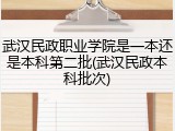 武汉民政职业学院是一本还是本科第二批(武汉民政本科批次)