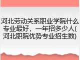 河北劳动关系职业学院什么专业最好，一年招多少人(河北职院优势专业招生数)