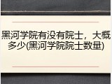 黑河学院有没有院士，大概多少(黑河学院院士数量)
