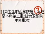 甘肃卫生职业学院是一本还是本科第二批(甘肃卫职院本科批次)