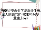 南京科技职业学院毕业生就业大致去向如何(南科院毕业生去向)