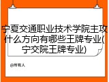 宁夏交通职业技术学院主攻什么方向有哪些王牌专业(宁交院王牌专业)