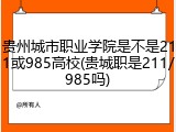 贵州城市职业学院是不是211或985高校(贵城职是211/985吗)