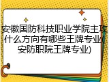安徽国防科技职业学院主攻什么方向有哪些王牌专业(安防职院王牌专业)