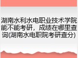 湖南水利水电职业技术学院能不能考研，成绩在哪里查询(湖南水电职院考研查分)
