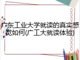 广东工业大学就读的真实感觉如何(广工大就读体验)
