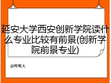 延安大学西安创新学院读什么专业比较有前景(创新学院前景专业)