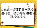 安徽城市管理职业学院校训是什么，校长介绍(安徽城院校训校长)