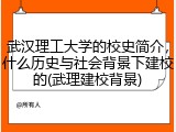 武汉理工大学的校史简介，什么历史与社会背景下建校的(武理建校背景)