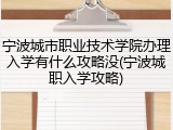 宁波城市职业技术学院办理入学有什么攻略没(宁波城职入学攻略)