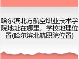 哈尔滨北方航空职业技术学院地址在哪里，学校地理位置(哈尔滨北航职院位置)