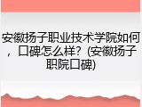 安徽扬子职业技术学院如何，口碑怎么样？(安徽扬子职院口碑)