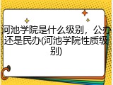 河池学院是什么级别，公办还是民办(河池学院性质级别)