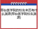 邢台医学院的校名来历有什么渊源(邢台医学院校名渊源)