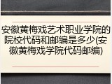安徽黄梅戏艺术职业学院的院校代码和邮编是多少(安徽黄梅戏学院代码邮编)