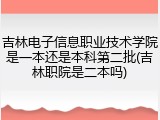 吉林电子信息职业技术学院是一本还是本科第二批(吉林职院是二本吗)