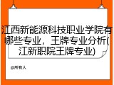 江西新能源科技职业学院有哪些专业，王牌专业分析(江新职院王牌专业)