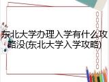 东北大学办理入学有什么攻略没(东北大学入学攻略)