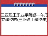 三亚理工职业学院哪一年成立建校的(三亚理工建校年)