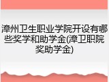 漳州卫生职业学院开设有哪些奖学和助学金(漳卫职院奖助学金)