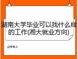 湖南大学毕业可以找什么样的工作(湘大就业方向)