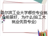 哈尔滨工业大学哪些专业就业前景好，为什么(哈工大就业优势专业)