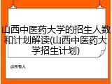 山西中医药大学的招生人数和计划解读(山西中医药大学招生计划)