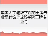 集美大学诚毅学院的王牌专业是什么("诚毅学院王牌专业")
