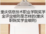 重庆信息技术职业学院奖学金评定细则是怎样的(重庆职院奖学金细则)