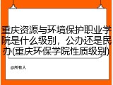 重庆资源与环境保护职业学院是什么级别，公办还是民办(重庆环保学院性质级别)