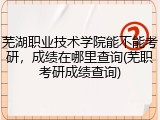 芜湖职业技术学院能不能考研，成绩在哪里查询(芜职考研成绩查询)