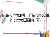 上海大学如何，口碑怎么样？(上大口碑如何)