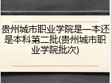 贵州城市职业学院是一本还是本科第二批(贵州城市职业学院批次)