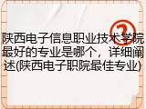 陕西电子信息职业技术学院最好的专业是哪个，详细阐述(陕西电子职院最佳专业)