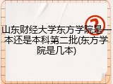 山东财经大学东方学院是一本还是本科第二批(东方学院是几本)