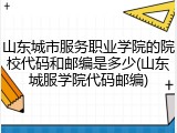 山东城市服务职业学院的院校代码和邮编是多少(山东城服学院代码邮编)