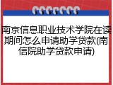 南京信息职业技术学院在读期间怎么申请助学贷款(南信院助学贷款申请)
