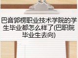 巴音郭楞职业技术学院的学生毕业都怎么样了(巴职院毕业生去向)